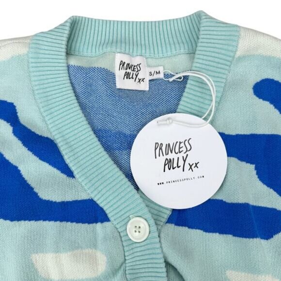 NWT PRINCESS POLLY Austin Knit Cardigan Blue Size Small / Medium - Picture 5 of 7